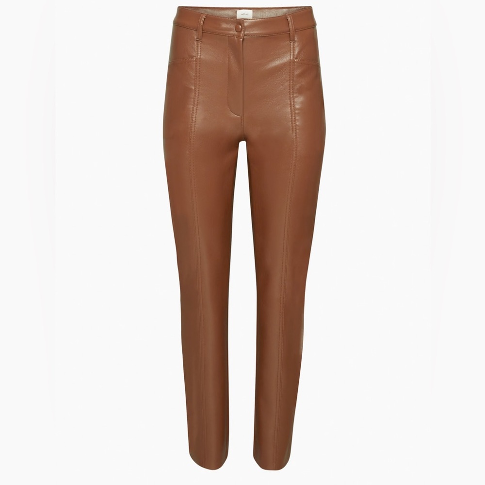 Aritzia Wilfred Rebel Leather Pants Size 2 - Cognac
